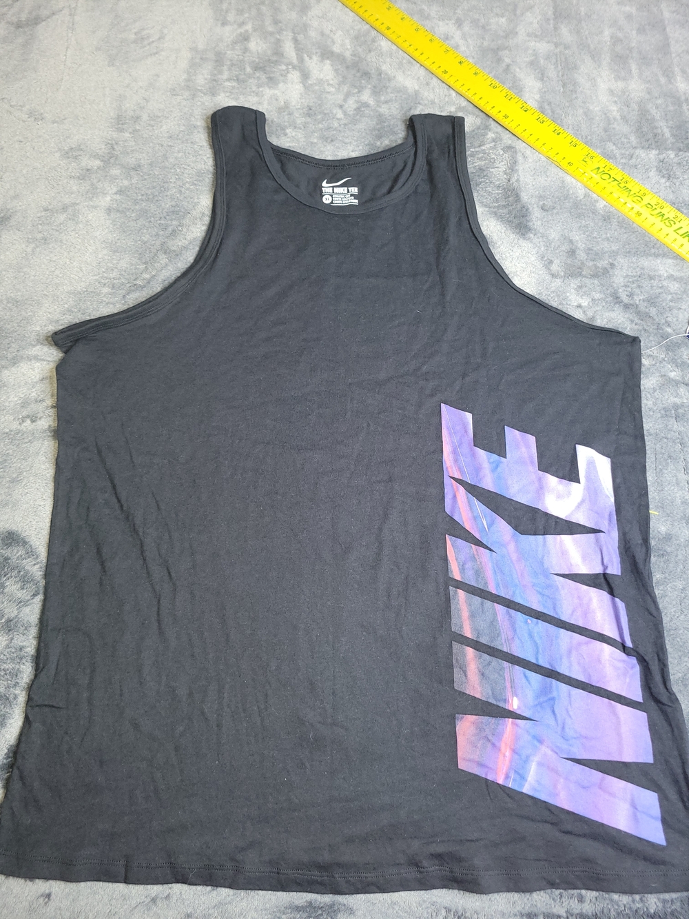 Nike Black Tank Top with Purple Gradient Logo